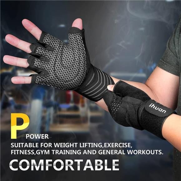 Ventilated Weight Lifting GymWorkout Gloveswith Wrist Wrap Support for Men&Women - Picture 3 of 6